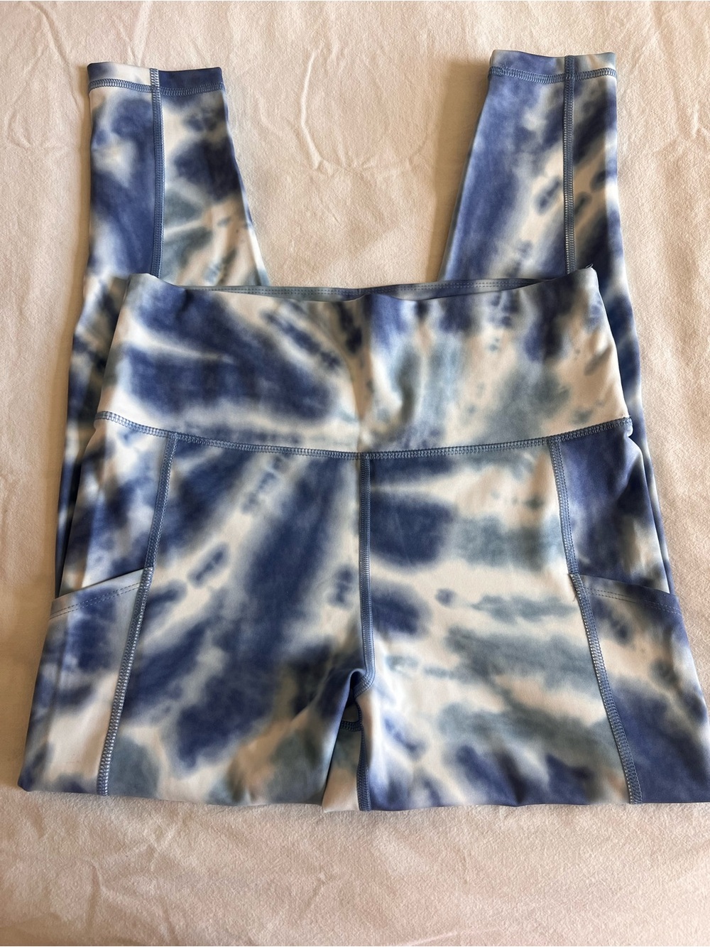 American Eagle Outfitters Blue & White Tie-Dye High-Waist Leggings